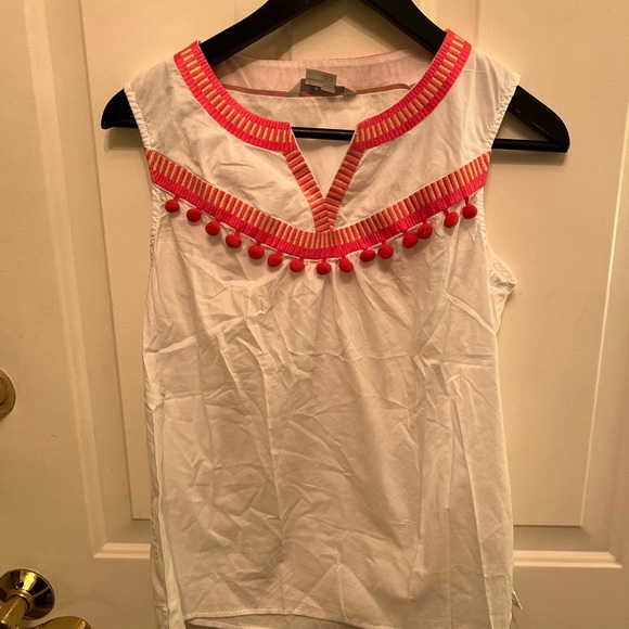 Boden Tops - Boden woman sleeveless tank top white with pink pom poms size  2
